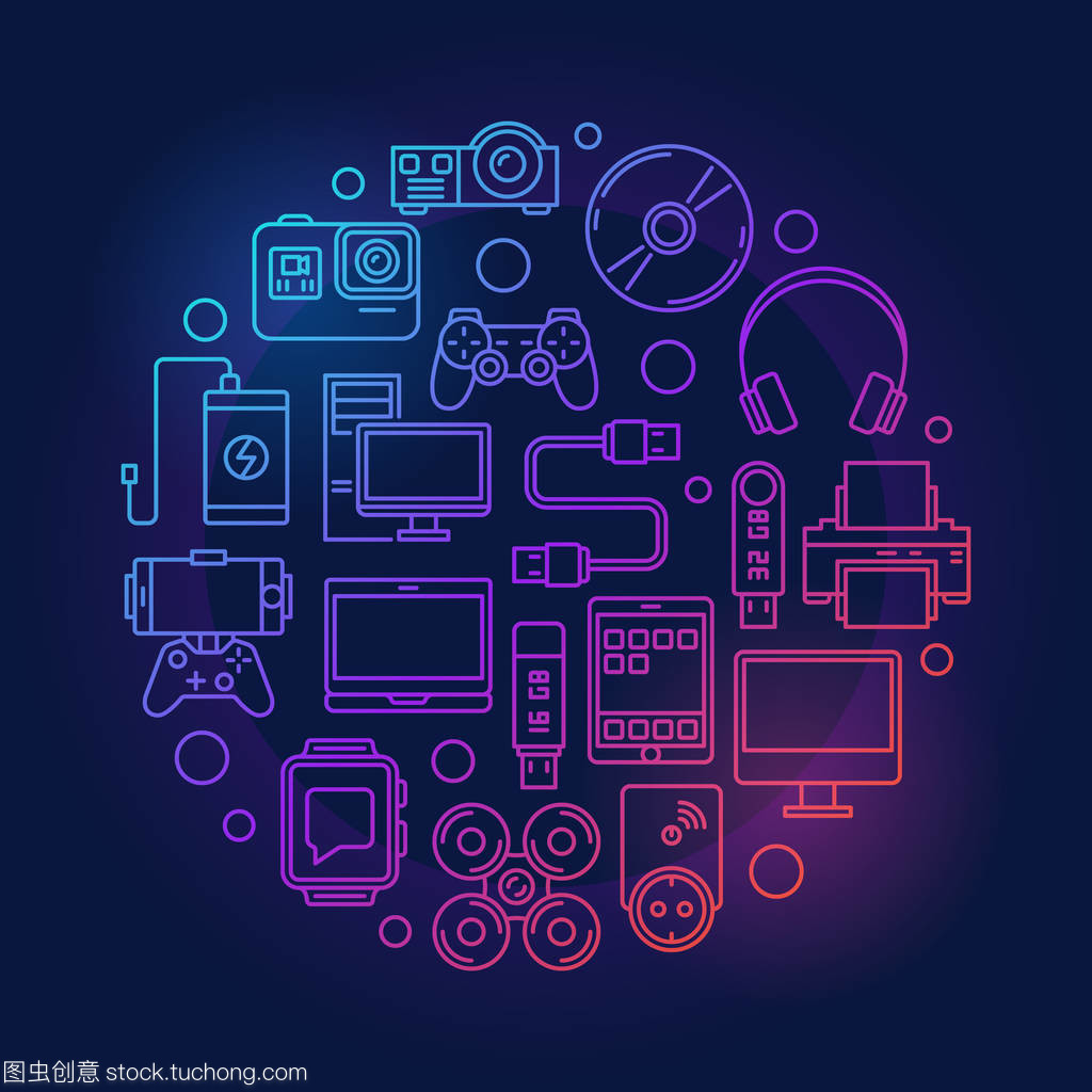 五颜六色的小工具和设备图